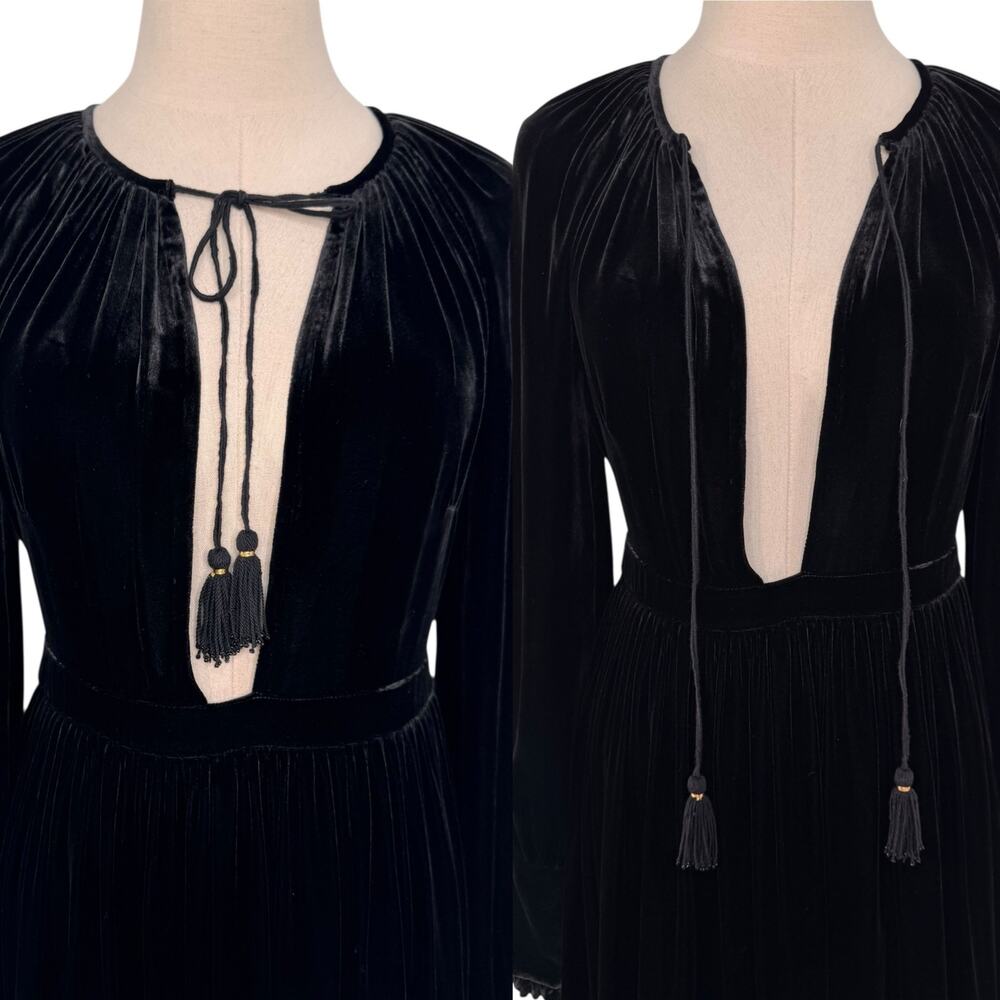 Ulla Johnson Talitha Midi Dress Black Velvet Silk Bohemian Witchy Size 2 - Picture 6 of 16